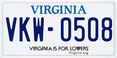 VA license plate VKW0508