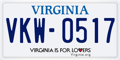 VA license plate VKW0517