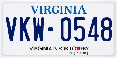 VA license plate VKW0548