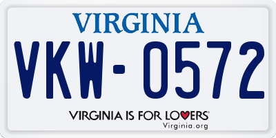 VA license plate VKW0572
