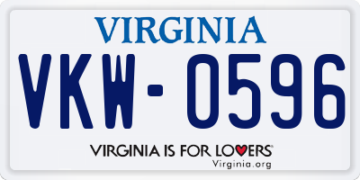 VA license plate VKW0596