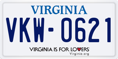 VA license plate VKW0621