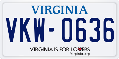 VA license plate VKW0636