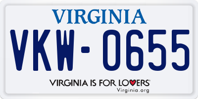 VA license plate VKW0655