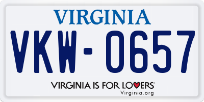 VA license plate VKW0657