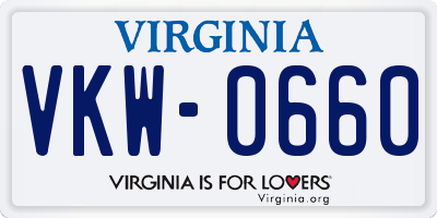 VA license plate VKW0660