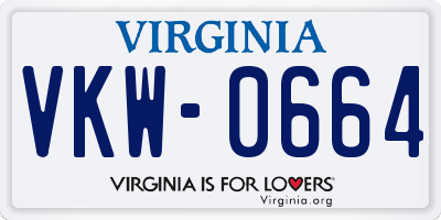 VA license plate VKW0664