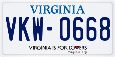 VA license plate VKW0668