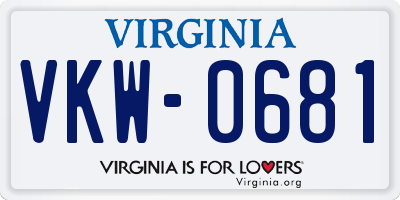 VA license plate VKW0681