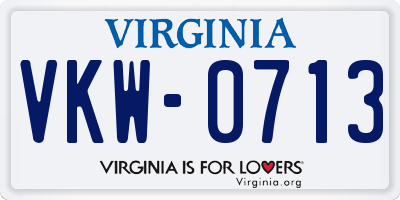 VA license plate VKW0713