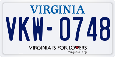 VA license plate VKW0748