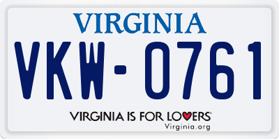 VA license plate VKW0761