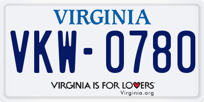 VA license plate VKW0780