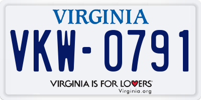 VA license plate VKW0791