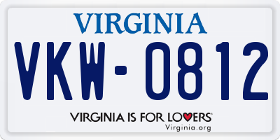 VA license plate VKW0812