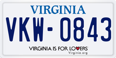 VA license plate VKW0843