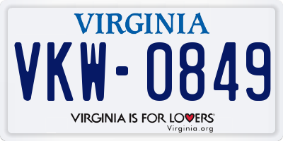 VA license plate VKW0849
