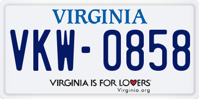 VA license plate VKW0858