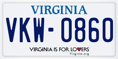 VA license plate VKW0860