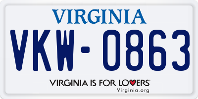 VA license plate VKW0863