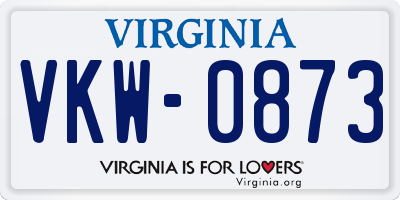 VA license plate VKW0873