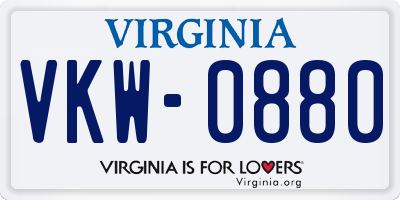 VA license plate VKW0880