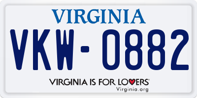 VA license plate VKW0882