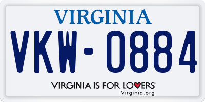 VA license plate VKW0884