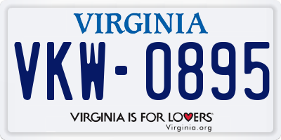 VA license plate VKW0895
