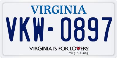 VA license plate VKW0897