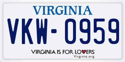 VA license plate VKW0959