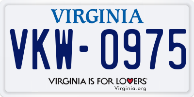 VA license plate VKW0975