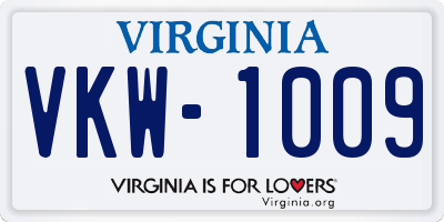 VA license plate VKW1009