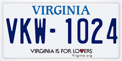 VA license plate VKW1024