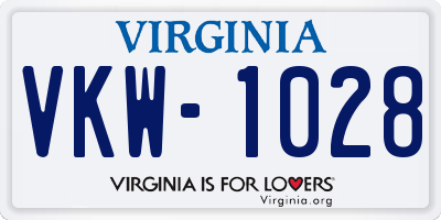 VA license plate VKW1028