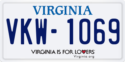 VA license plate VKW1069