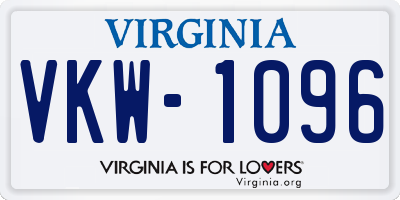 VA license plate VKW1096