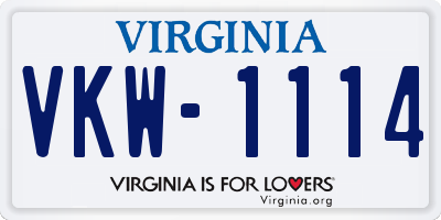 VA license plate VKW1114