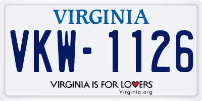 VA license plate VKW1126