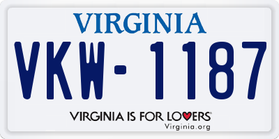VA license plate VKW1187