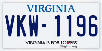 VA license plate VKW1196