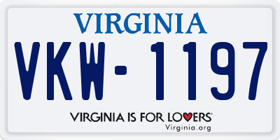 VA license plate VKW1197