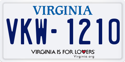 VA license plate VKW1210