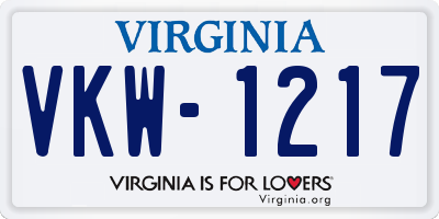 VA license plate VKW1217