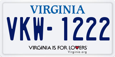 VA license plate VKW1222