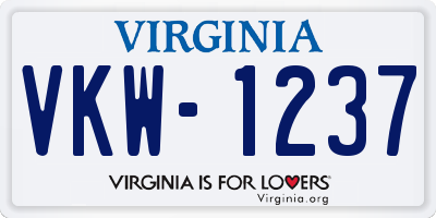 VA license plate VKW1237