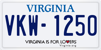 VA license plate VKW1250