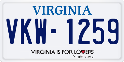 VA license plate VKW1259