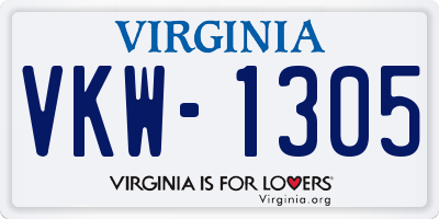 VA license plate VKW1305