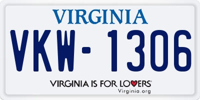 VA license plate VKW1306